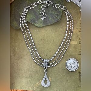 Silpada N1900 oxidized sterling silver 3-strand necklace 16.5-18.5", dramatic